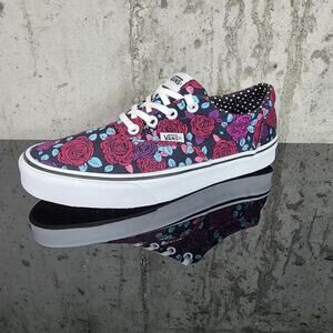 (NEW) Vans Doheny Romantic Floral Wmns Skate Shoes Size 8.5 Red Pink
